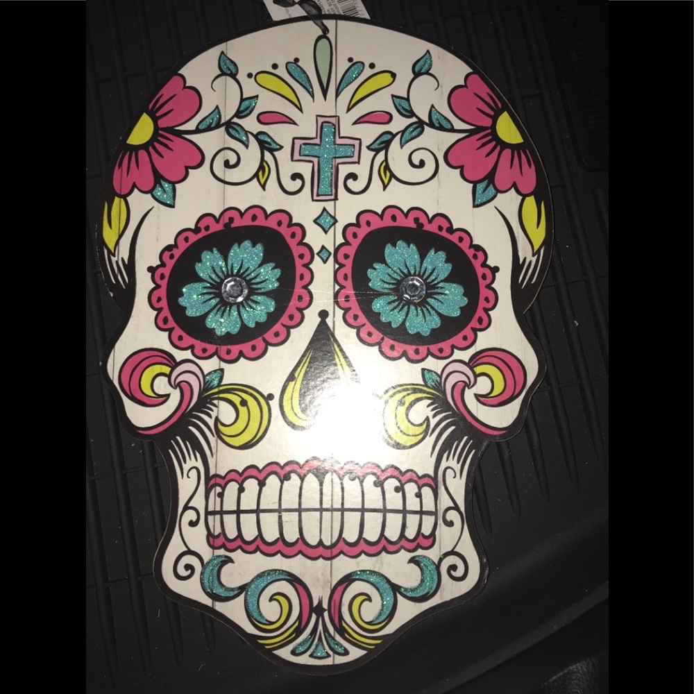 Skull wood Decor NWT